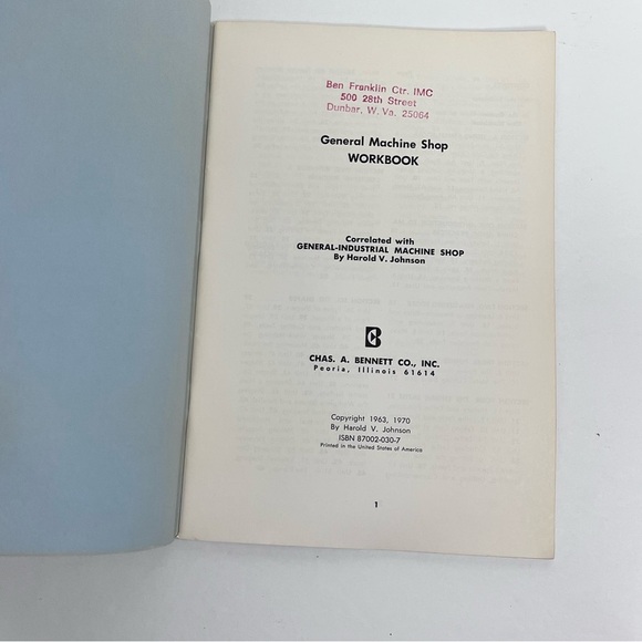 general machine shop workbook vtg 1970 general industrial machine shop ephemera - Picture 4 of 5